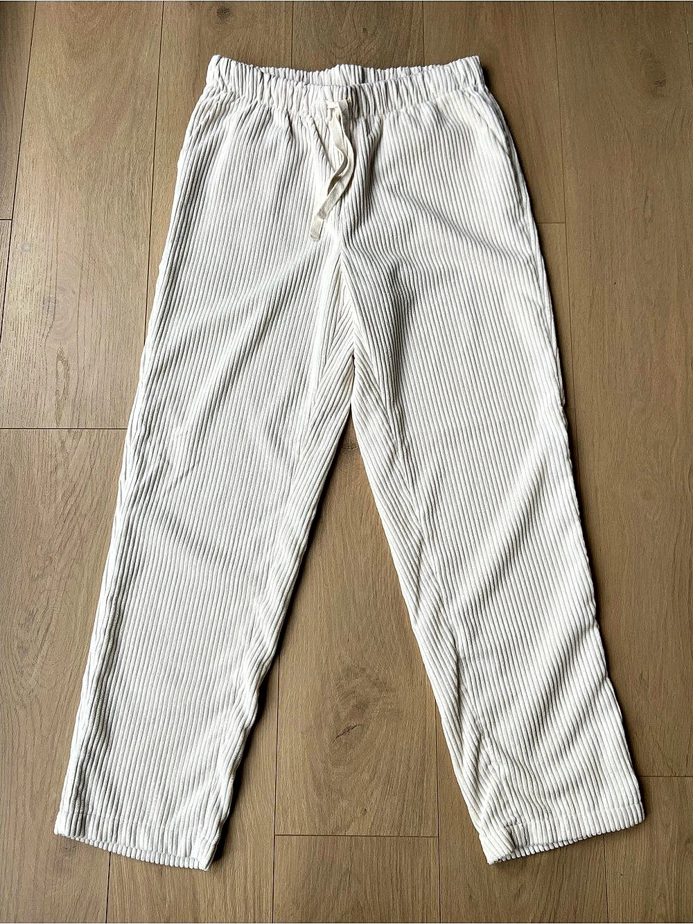 Super Soft corduroy/Striped Straight Leg  Pants in off White